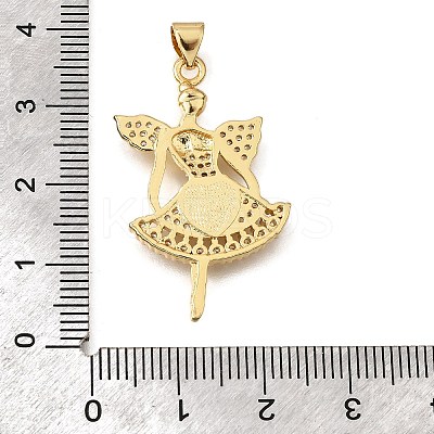 Brass Micro Pave Cubic Zirconia Shell Pendants KK-D328-08G-1