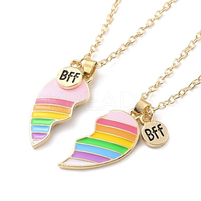 BFF/Best Friends Forever Alloy Pendant Necklaces NJEW-K124-02C-G-1