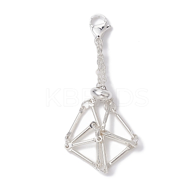 Brass Macrame Pouch Empty Stone Holder Pendant Decoration HJEW-JM01269-03-1