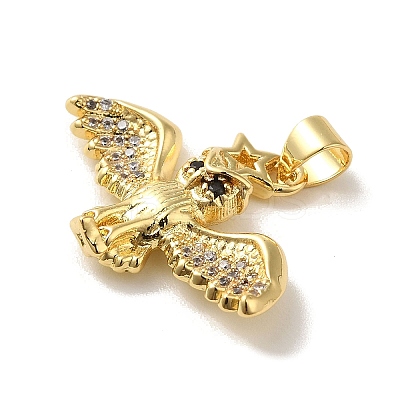Rack Plating Brass Micro Pave Clear Cubic Zirconia Pendants KK-C047-20A-G-1