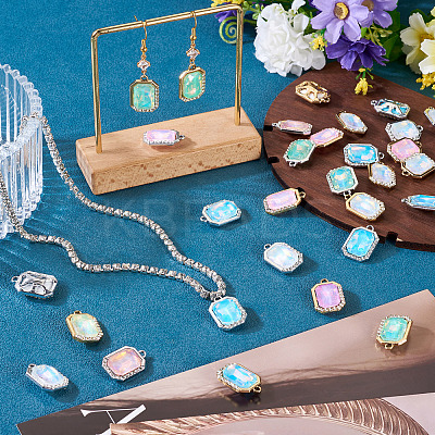 40Pcs 2 Colors UV Plating Alloy with Mixed Color Glass Rhinestone Pendants FIND-PJ0001-37-1