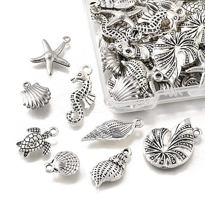 48Pcs 8 Styles Alloy & Stainless Steel Pendants DIY-FP0001-57-1