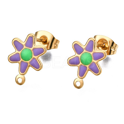 304 Stainless Steel Enamel Stud Earring Findings STAS-T052-43G-04-1