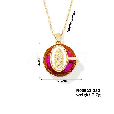 Luxury Fashionable American and European Style Brass Glass Virgin Mary Pendant Necklaces for Women DB7560-7-1