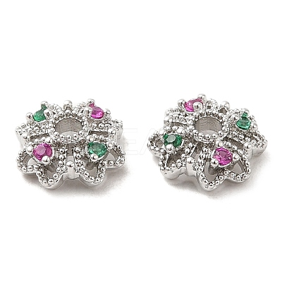Brass Micro Pave Colorful Cubic Zirconia Bead Caps KK-F860-77P-1