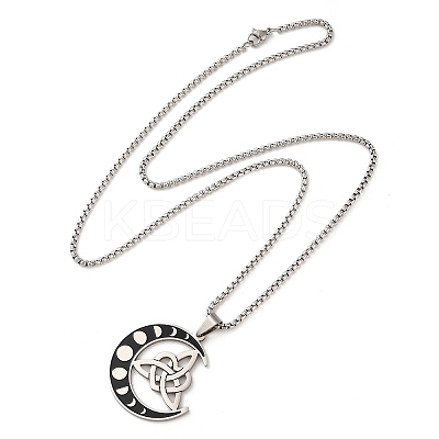 Moon Phase with Trinity Knot Pendant Necklaces LS-NJEW-A023-05P-1