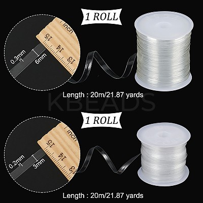 2 Rolls 2 Styles Invisible Stretchy TPU Plastic Transparent Elastic Strap FIND-BC0004-80-1