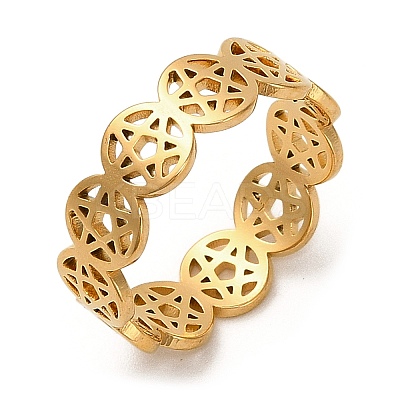 Hollow Out Star 304 Stainless Steel Finger Rings for Women LS-RJEW-G353-04G-1