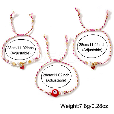 3Pcs Handmade Brass Enamel Charm Bracelets OI2276-10-1