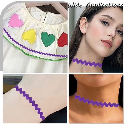 4 Cards 2 Styles  Polyester Wavy Fringe Trim Ribbon DIY-GF0009-48F-1