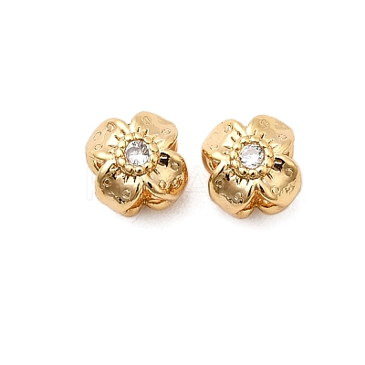 Brass Micro Pave Clear Cubic Zirconia Beads KK-F916-39G-1