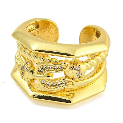 Rack Plating Brass Micro Pave Cubic Zirconia Cuff Rings for Women RJEW-I107-08G-1