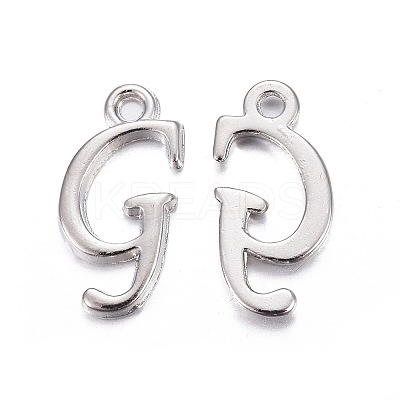 Platinum Plated Alloy Letter Pendants PALLOY-P097-02-G-1