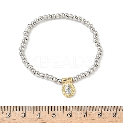 Brass Oval Charms Bracelets BJEW-B148-03A-02-1