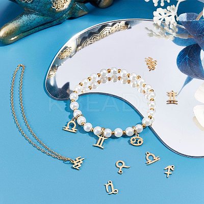 24Pcs 12 Style 12 Constellations Manual Polishing 304 Stainless Steel Charms STAS-SC0004-55-1