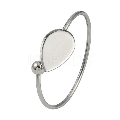 304 Stainless Steel Blank Bangle Bases with Teardrop Tray STAS-Z088-01P-02-1