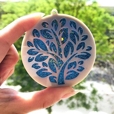 Flat Round with Tree of Life Pendant Silicone Molds DIY-L071-04-1