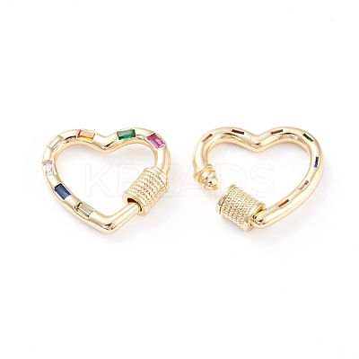 Brass Micro Pave Cubic Zirconia Screw Carabiner Lock Charms ZIRC-L093-61G-1