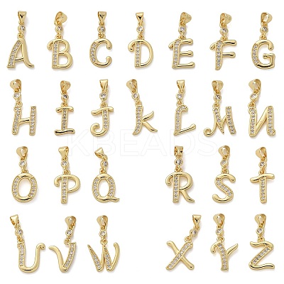 26Pcs Brass Micro Pave Cubic Zirconia Pendants KK-M319-02G-1
