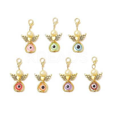 20Pcs Angel Resin & Alloy Pendant Decorations HJEW-AL0076-1