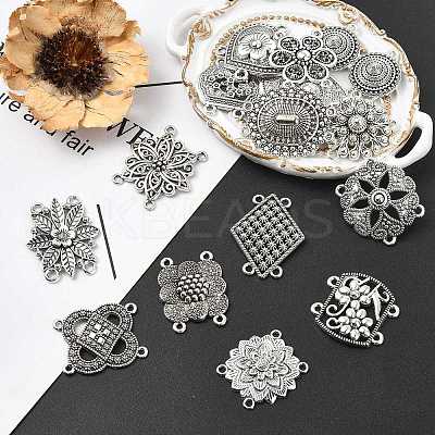 60Pcs 30 Styles Tibetan Style Zinc Alloy Multi-Strand Links FIND-CJ0003-63-1