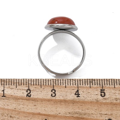 Half Round Natural Red Jasper Finger Rings X-RJEW-M062-01P-19-1