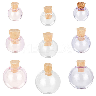 9 Sets 9 Style Transparent Glass Bottles Pendants Small DIY Bottles with Cork AJEW-PH0011-15-1