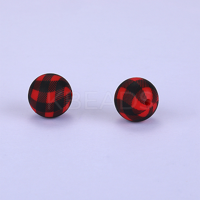 Printed Round Silicone Focal Beads SI-JX0056A-44-1