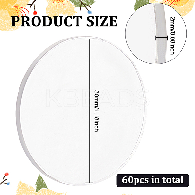 60Pcs Acrylic Flat Round Action Figure Display Bases KY-FG0001-10-1
