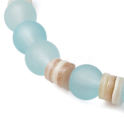 Bohemia Style Glass & Natural Freshwater Shell Beads Stretch Bracelets for Women BJEW-JB11865-01-1