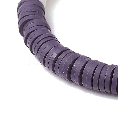 Flat Round Handmade Polymer Clay Heishi Beaded Stretch Bracelets BJEW-JB11802-01-1