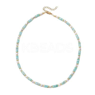 Round Synthetic Howlite & Natural Amazonite Heishi Beaded Necklaces for Women NJEW-JN06000-01-1
