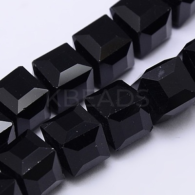 Faceted Cube Shaped Crystal Glass Beads Strands GLAA-F008-F02-1