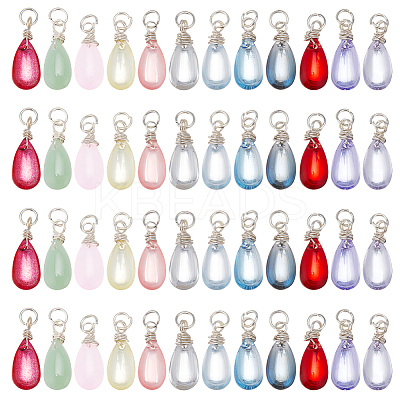 48Pcs 12 Color Transparent Glass Charms PALLOY-AB00010-1