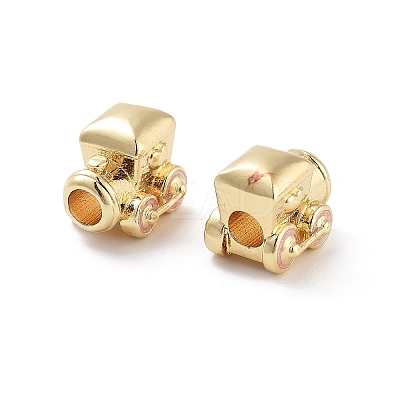 Train Rack Plating Brass Enamel Beads KK-G512-07B-G-1