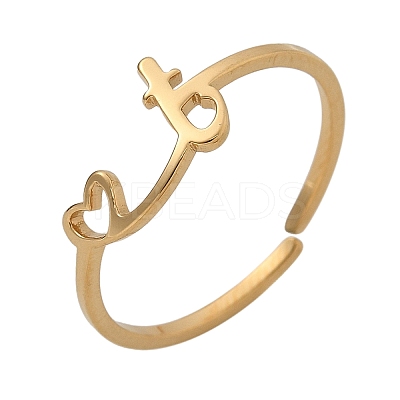 304 Stainless Steel Cuff Rings for Women RJEW-D285-01G-T-1