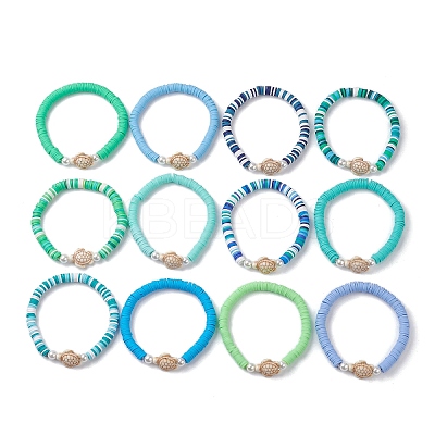 12Pcs 12 Style Synthetic Turquoise Tortoise Stretch Bracelets Set BJEW-JB10097-1