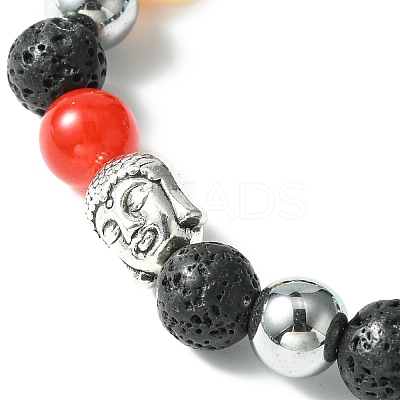 5Pcs 5 Style Natural & Synthetic Mixed Stone Beaded Stretch Bracelets Set BJEW-JB09636-1