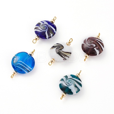 Handmade Gold Sand Lampwork Link Connectors X-PALLOY-JF00597-1