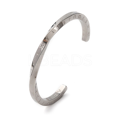 304 Stainless Steel Cuff Bangles for Men Women BJEW-D361-04P-1