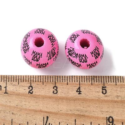 Mother's Day Theme Printed Wood European Beads WOOD-F016-11-1
