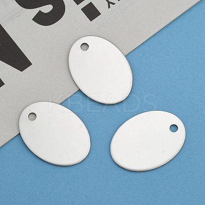 Tarnish Resistant 201 Stainless Steel Oval Stamping Blank Tag Pendants LS-STAS-S031-04-1