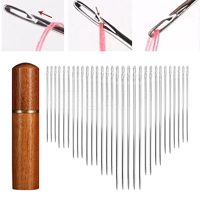 30Pcs Galvanized Iron Self Threading Hand Sewing Needles TOOL-NH0001-02B-1