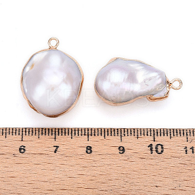 Electroplated Natural Keshi Pearl Pendants PEAR-S019-05D-02-1