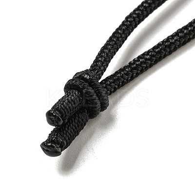 Natural Labradorite Conical Pendulum Pendant Necklace with Nylon Cord for Women NJEW-B106-01F-1