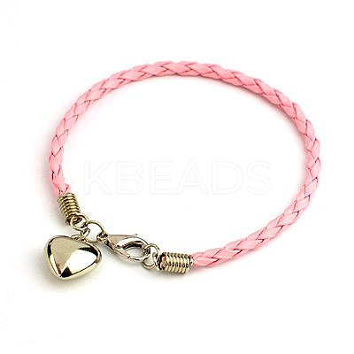 PU Leather Braided Charm Bracelets BJEW-JB00785-12-1