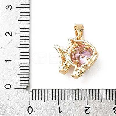 Brass Micro Pave Cubic Zirconia Fish Charms KK-Z136-49G-02-1