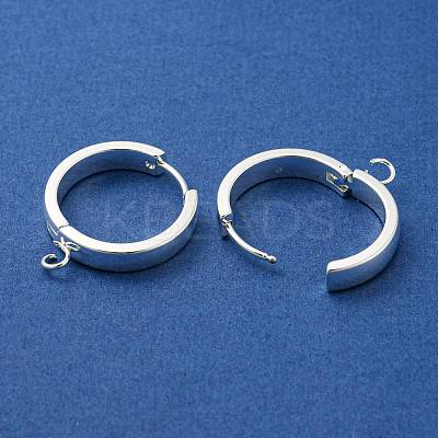 201 Stainless Steel Huggie Hoop Earrings Findings STAS-A167-01V-S-1