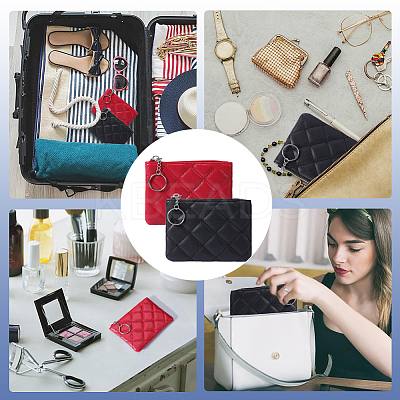 2Pcs 2 Colors Rhombus Pattern PU Leather Zip Pouches ABAG-CP0001-05-1