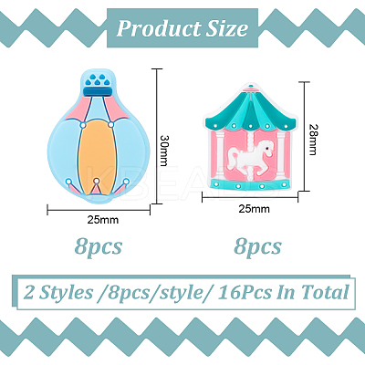 16Pcs 2 Style Merry-go-round/Balloon Food Grade Silicone Beads SIL-GO0001-17-1